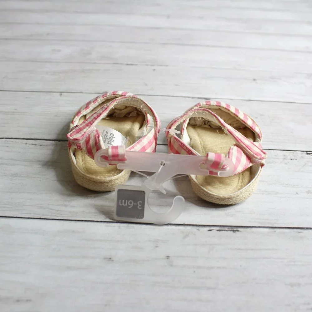 Carter's Baby Girl's Espadrille Sandal Shoes Size 3-6 Months Pink Gingham